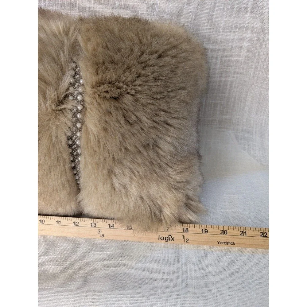 Pier 1 Imports Faux Fur with Faux Pearls Throw Pillow Rectangle Lumbar 11 x 19